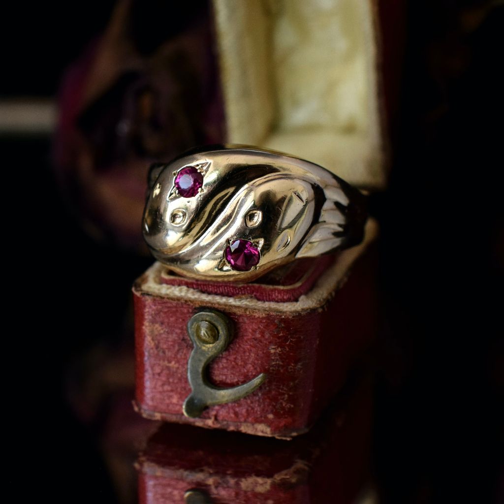 Vintage 9ct Yellow Gold Double Snake Ring Birmingham 1968