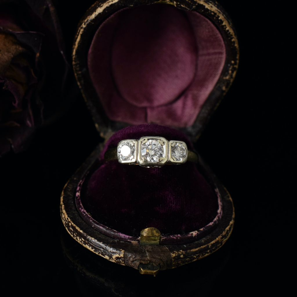 Superb Art Deco Era 18ct 1.00ct Trilogy Ring Insurance Valuation for $9000 (included in sale)