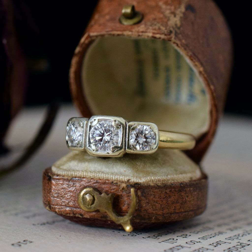 Superb Art Deco Era 18ct 1.00ct Trilogy Ring Insurance Valuation for $9000 (included in sale)