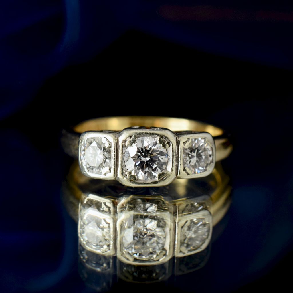Superb Art Deco Era 18ct 1.00ct Trilogy Ring Insurance Valuation for $9000 (included in sale)