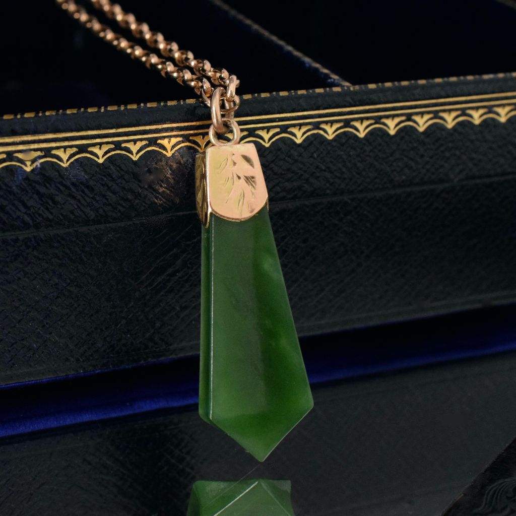 Antique Australian 15ct Yellow Nephrite Jade Fob Charm/Pendant Circa 1900