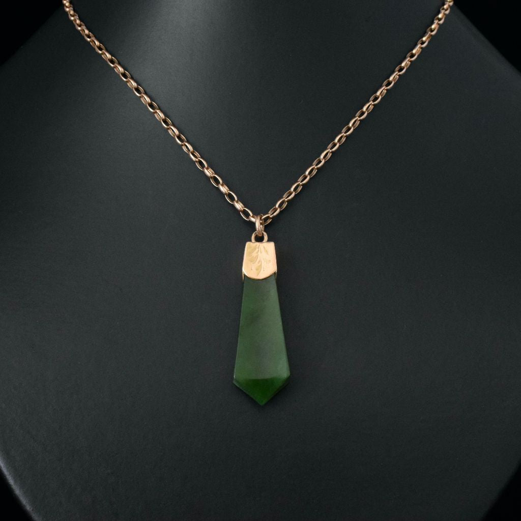 Antique Australian 15ct Yellow Nephrite Jade Fob Charm/Pendant Circa 1900