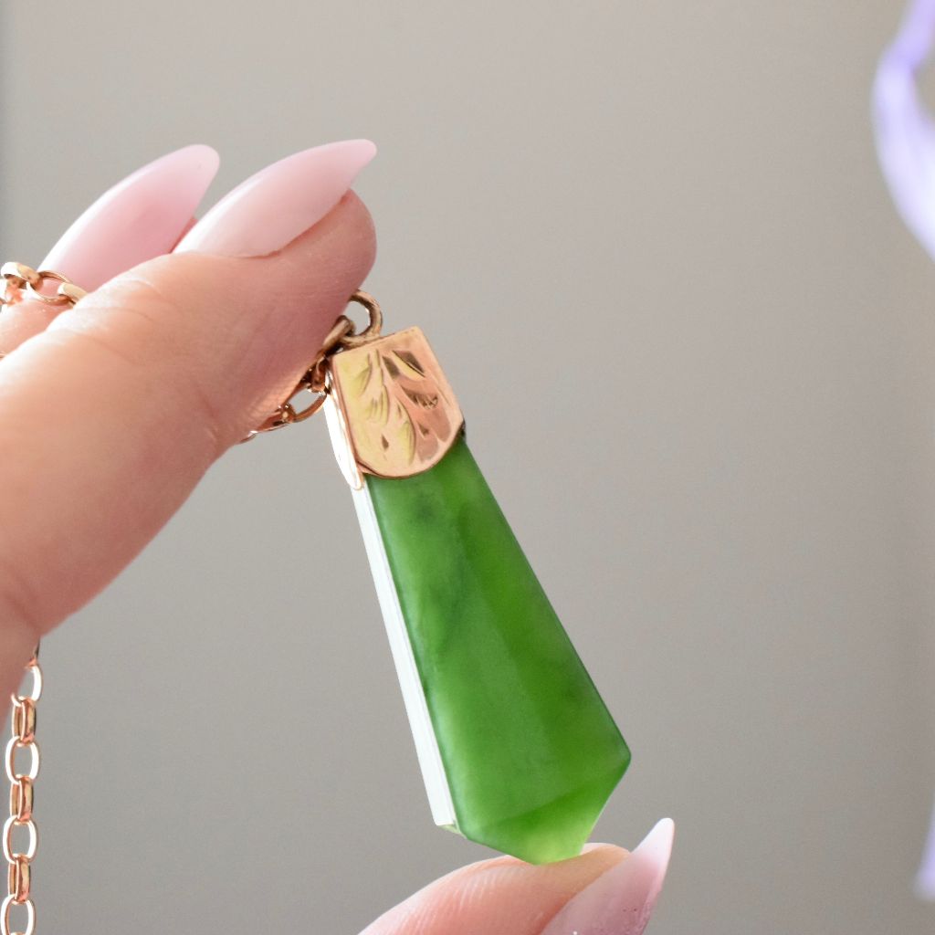 Antique Australian 15ct Yellow Nephrite Jade Fob Charm/Pendant Circa 1900