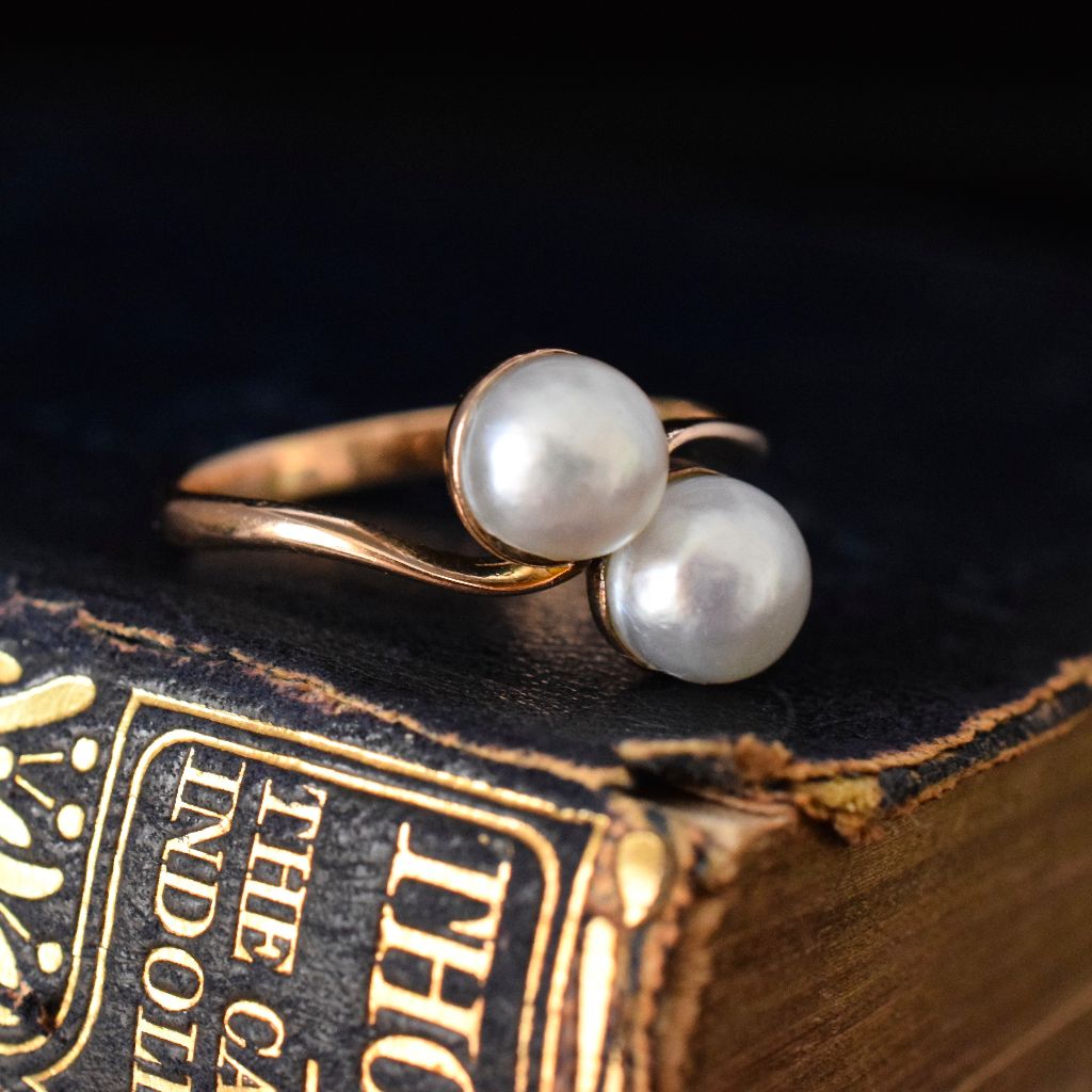 Vintage 14ct Rose Gold ’Toi et Moi’ Pearl Ring