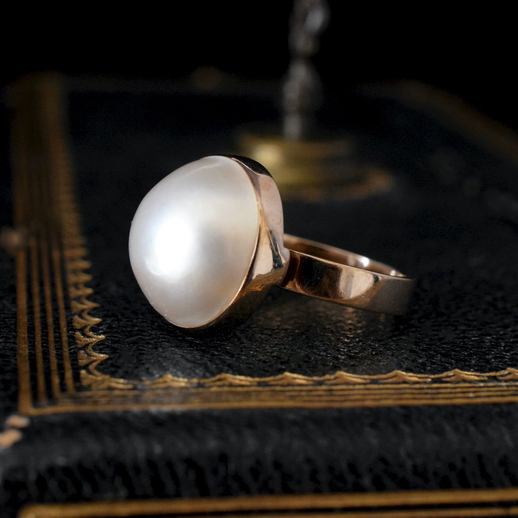 Superb 9ct Rose Gold 15mm Mabe Pearl Ring