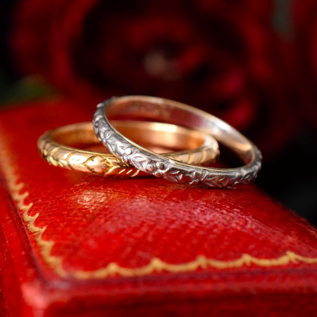 Antique/Vintage 18ct Yellow Gold Floral Band circa 1940