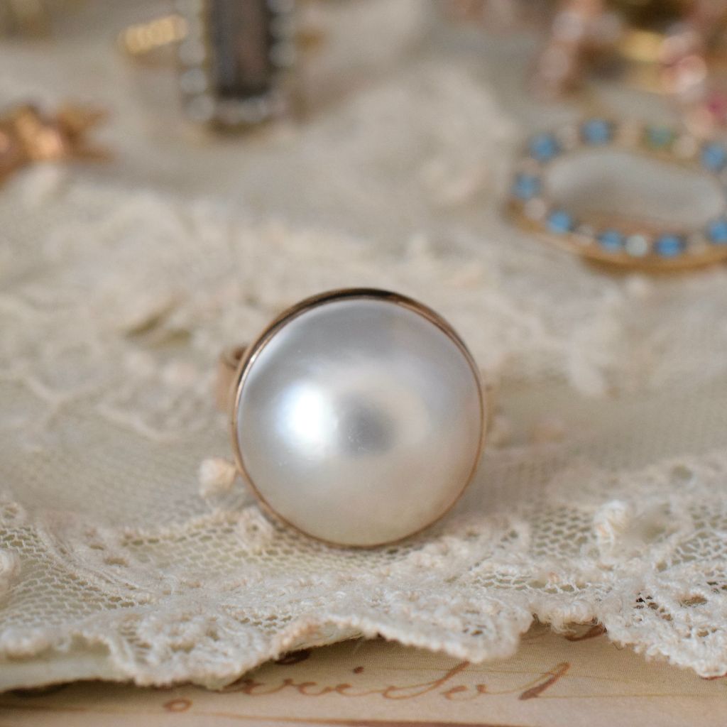 Superb 9ct Rose Gold 15mm Mabe Pearl Ring