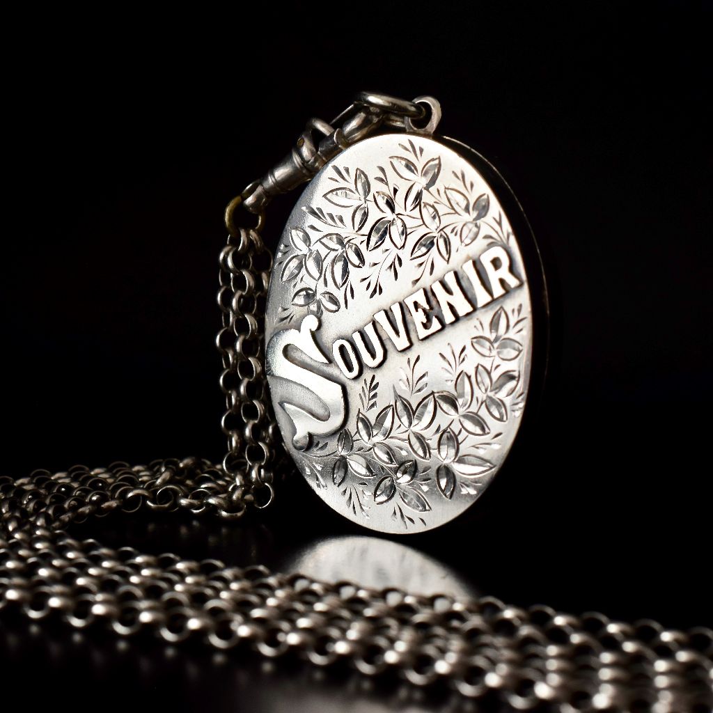 Antique Sterling Silver ‘Souvenir’ Locket Hallmarked For 1876