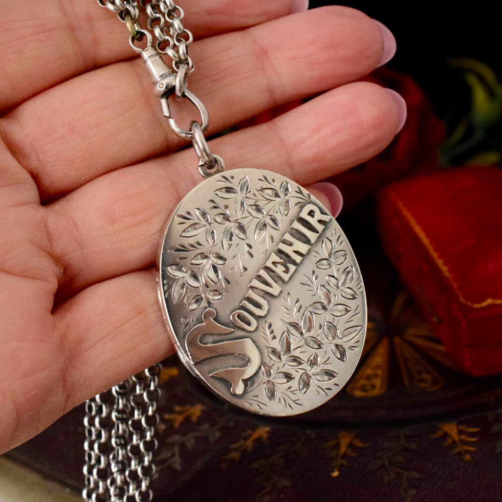Antique Sterling Silver ‘Souvenir’ Locket Hallmarked For 1876