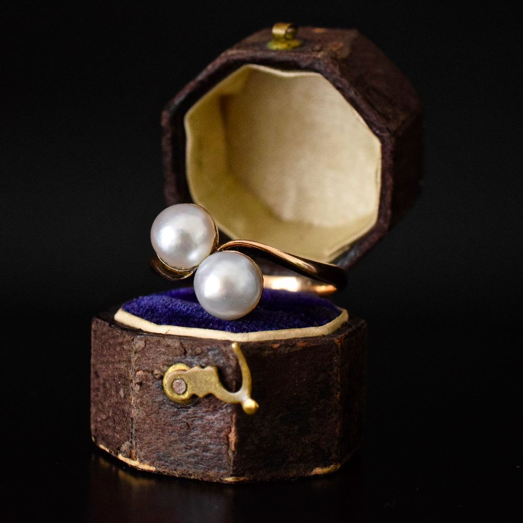 Vintage 14ct Rose Gold ’Toi et Moi’ Pearl Ring