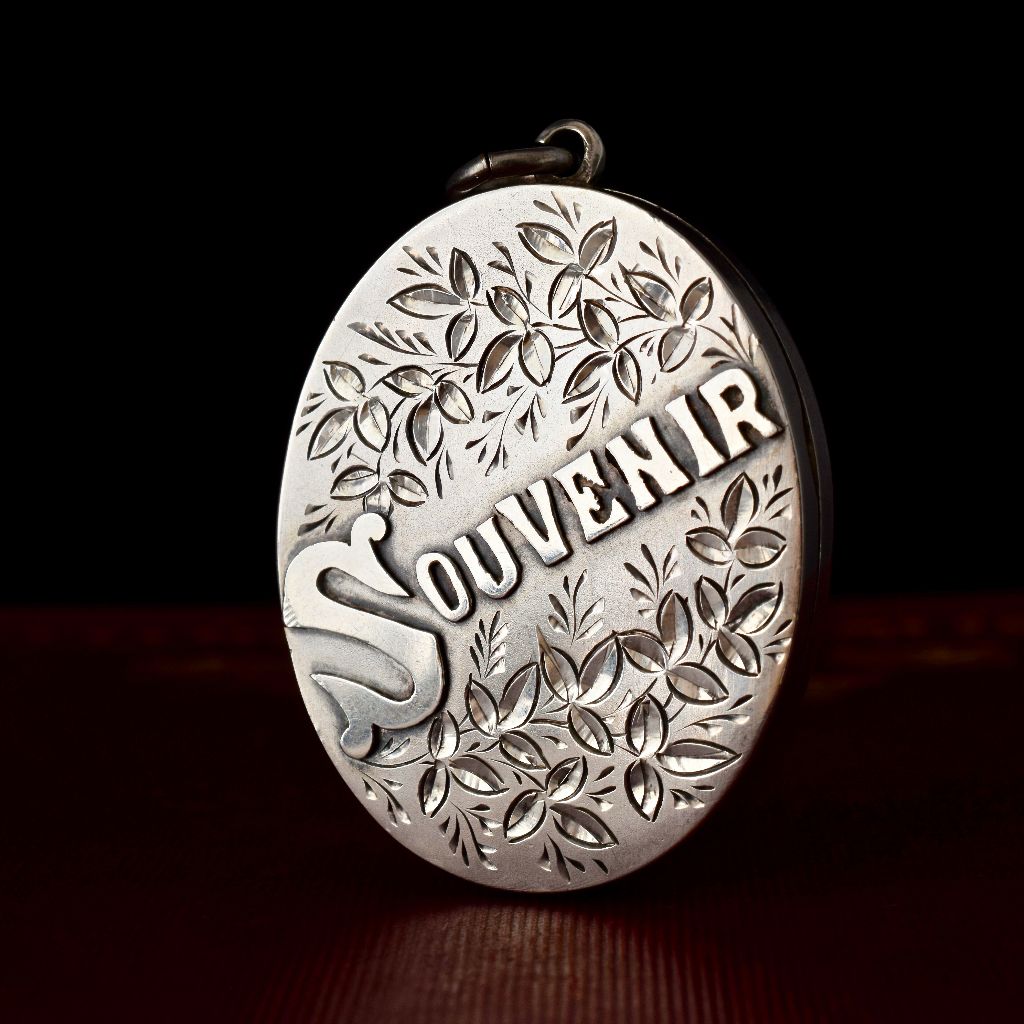 Antique Sterling Silver ‘Souvenir’ Locket Hallmarked For 1876