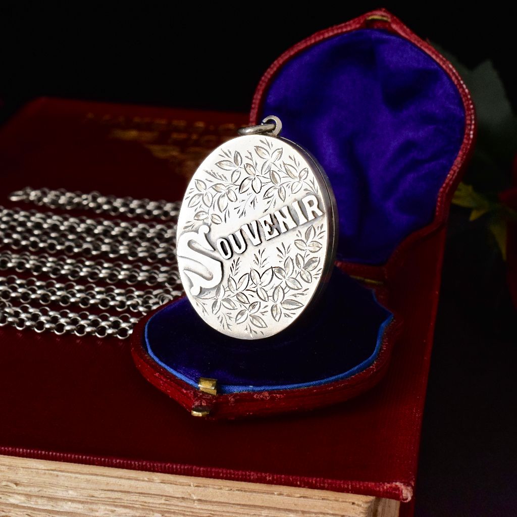 Antique Sterling Silver ‘Souvenir’ Locket Hallmarked For 1876