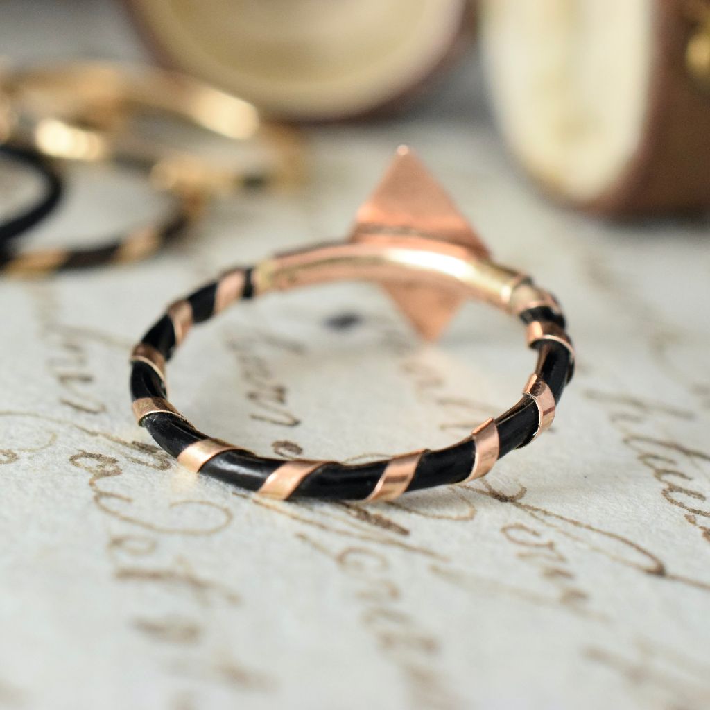 Antique Late Victorian 9ct Rose Gold Elephant Hair Signet Ring