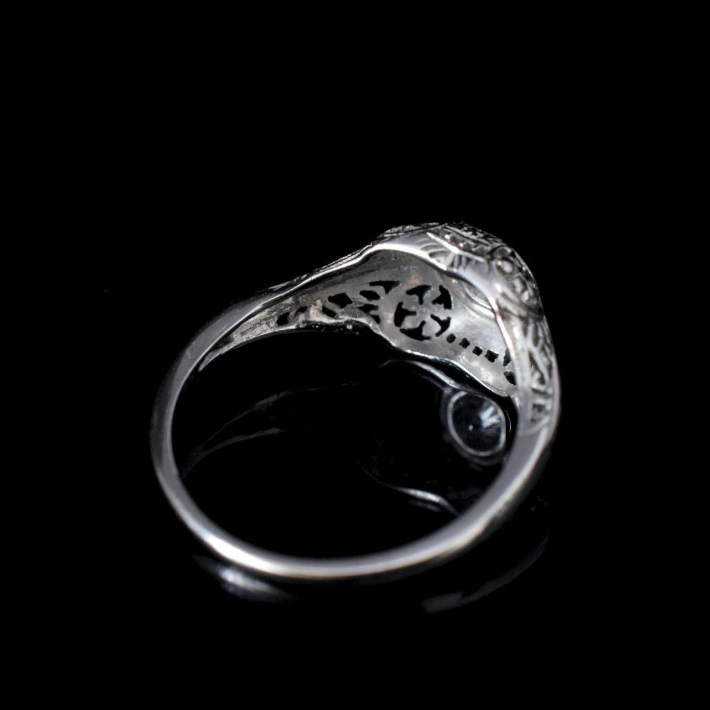 Antique Art Deco 15ct White Gold Diamond Filagree Engagement Ring Circa 1920’s