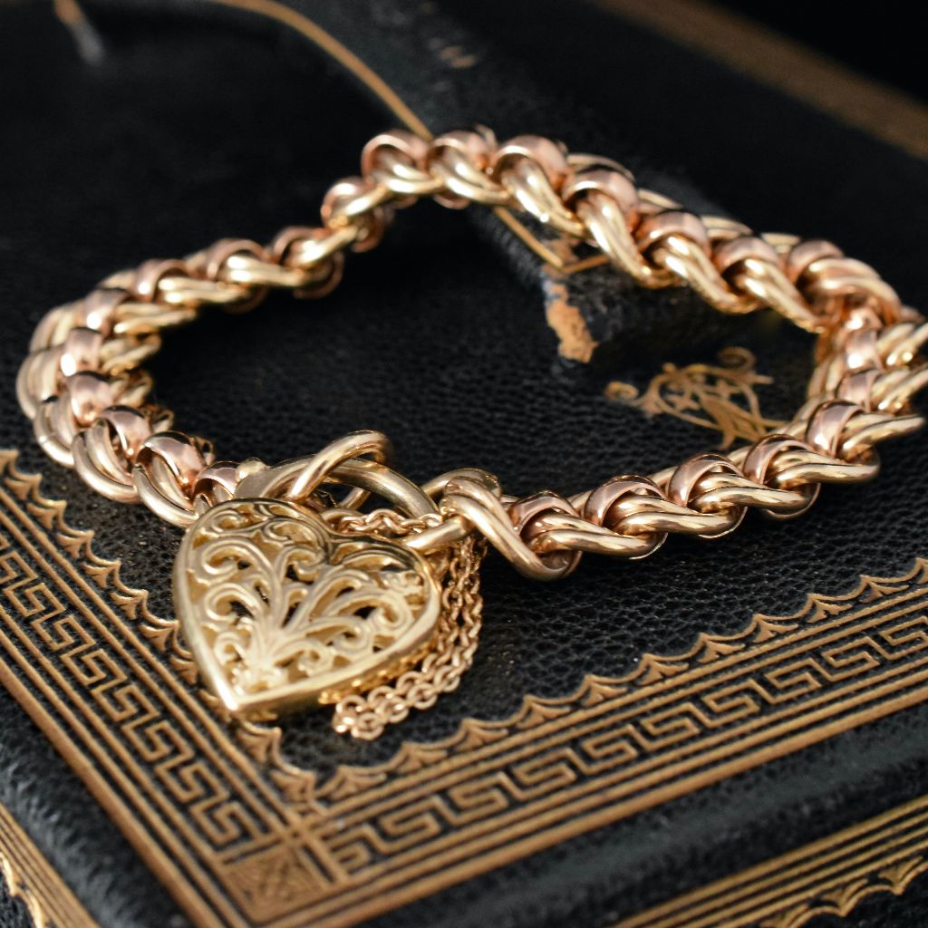 Modern Heavy 9ct Two-Tone Rose And Yellow ’Rollo’ Bracelet 50.78 Grams