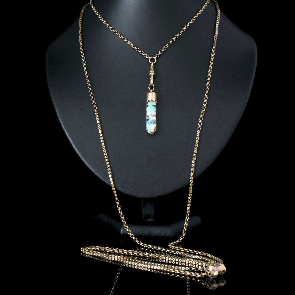 Antique Australian 9ct Rose Gold ‘Floating’ Opal Glass Phial/Vial Circa 1890’s