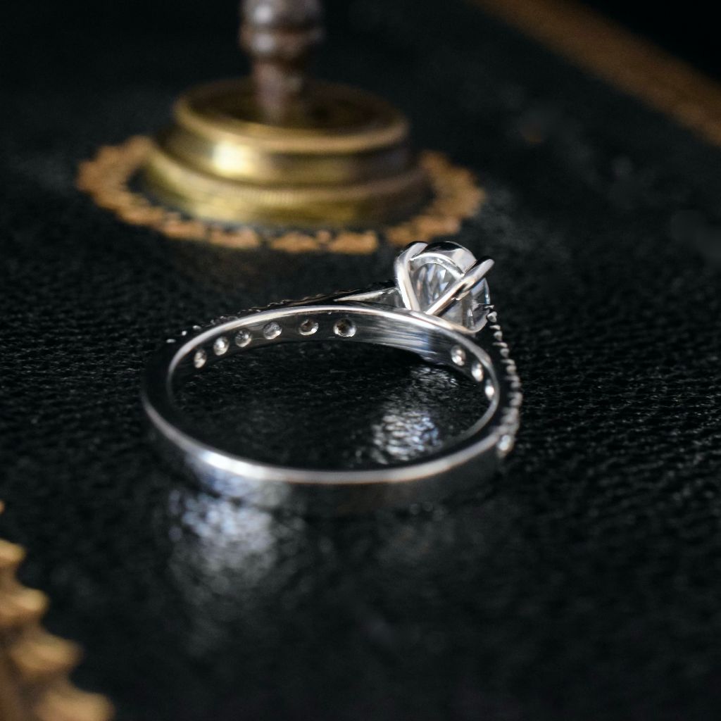Auscert Certified 0.64ct (TDW 0.92ct) Oval Solitaire Diamond 18ct White Gold Ring