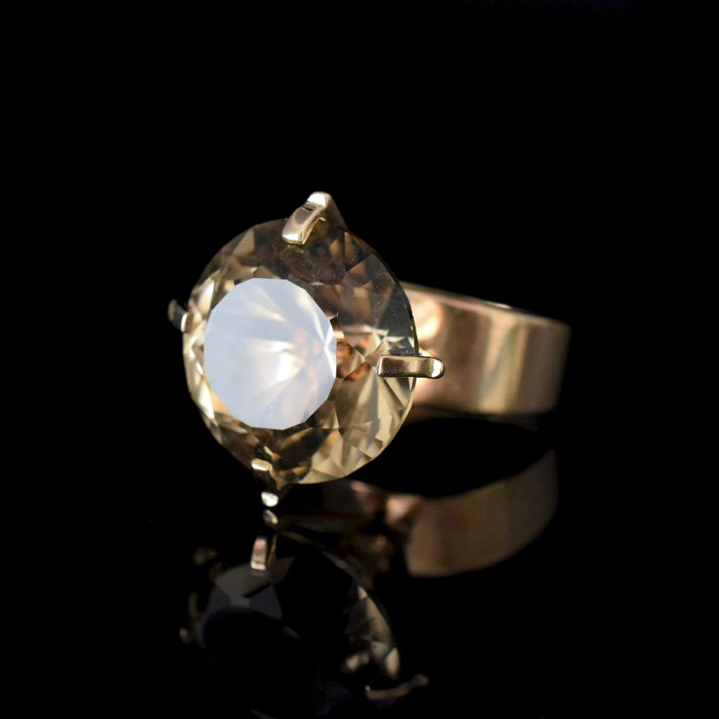 Mid Century Retro Style 9ct Yellow Gold Cocktail Citrine Circa 1960’s