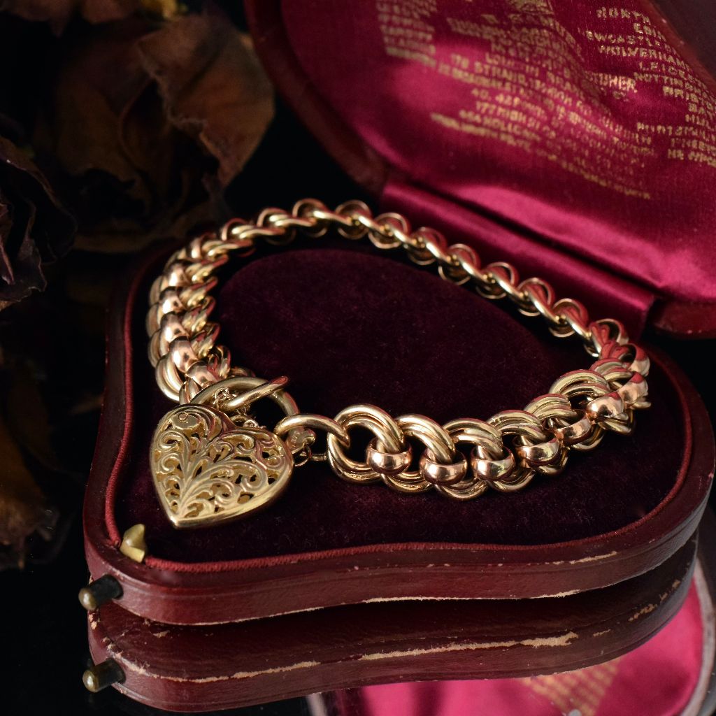 Modern Heavy 9ct Two-Tone Rose And Yellow ’Rollo’ Bracelet 50.78 Grams