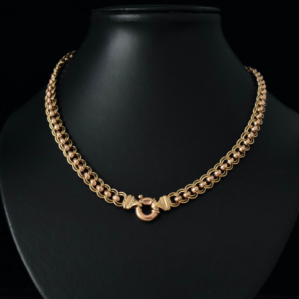 Modern 9ct Rose And Yellow Gold ‘Rollo’ Necklace