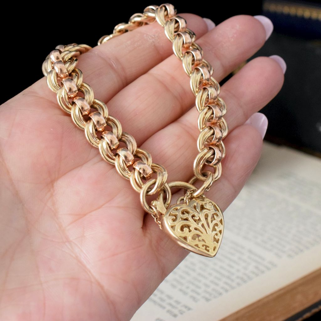Modern Heavy 9ct Two-Tone Rose And Yellow ’Rollo’ Bracelet 50.78 Grams