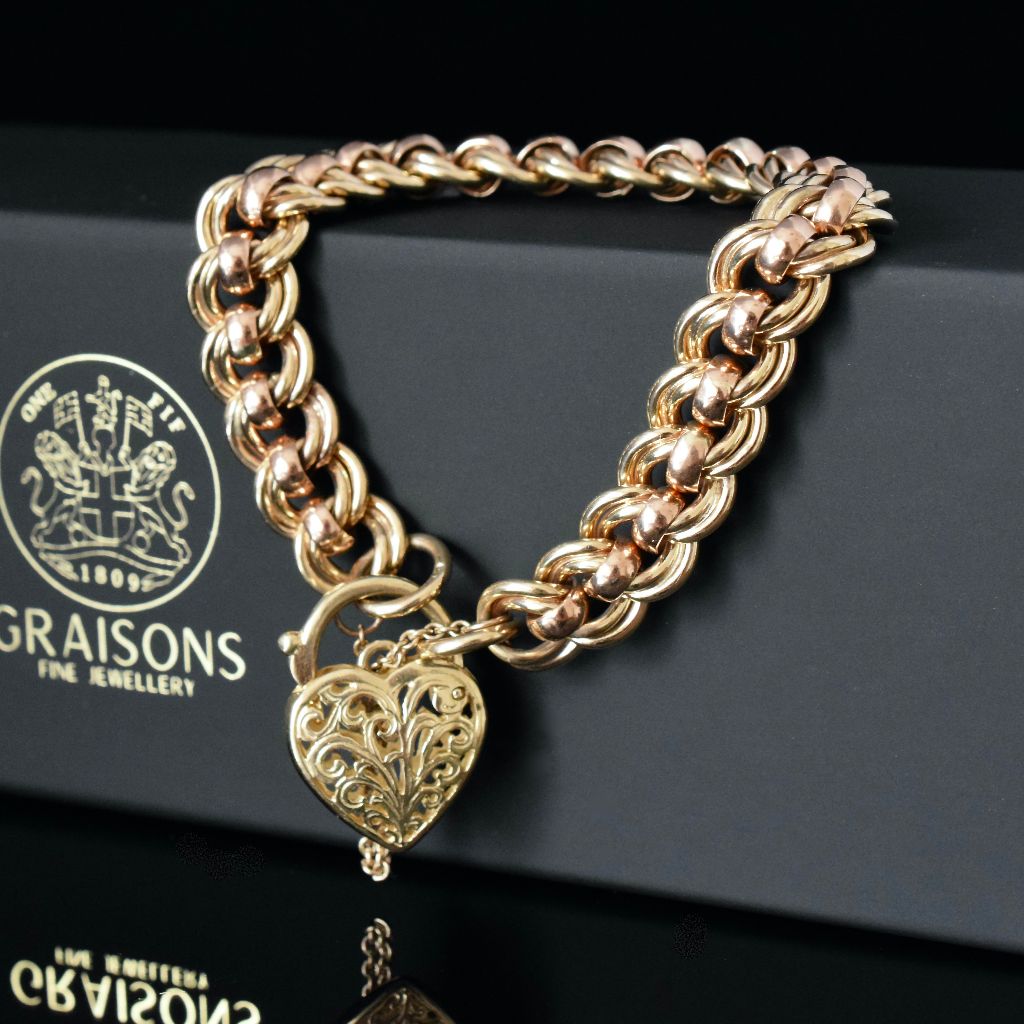 Modern Heavy 9ct Two-Tone Rose And Yellow ’Rollo’ Bracelet 50.78 Grams