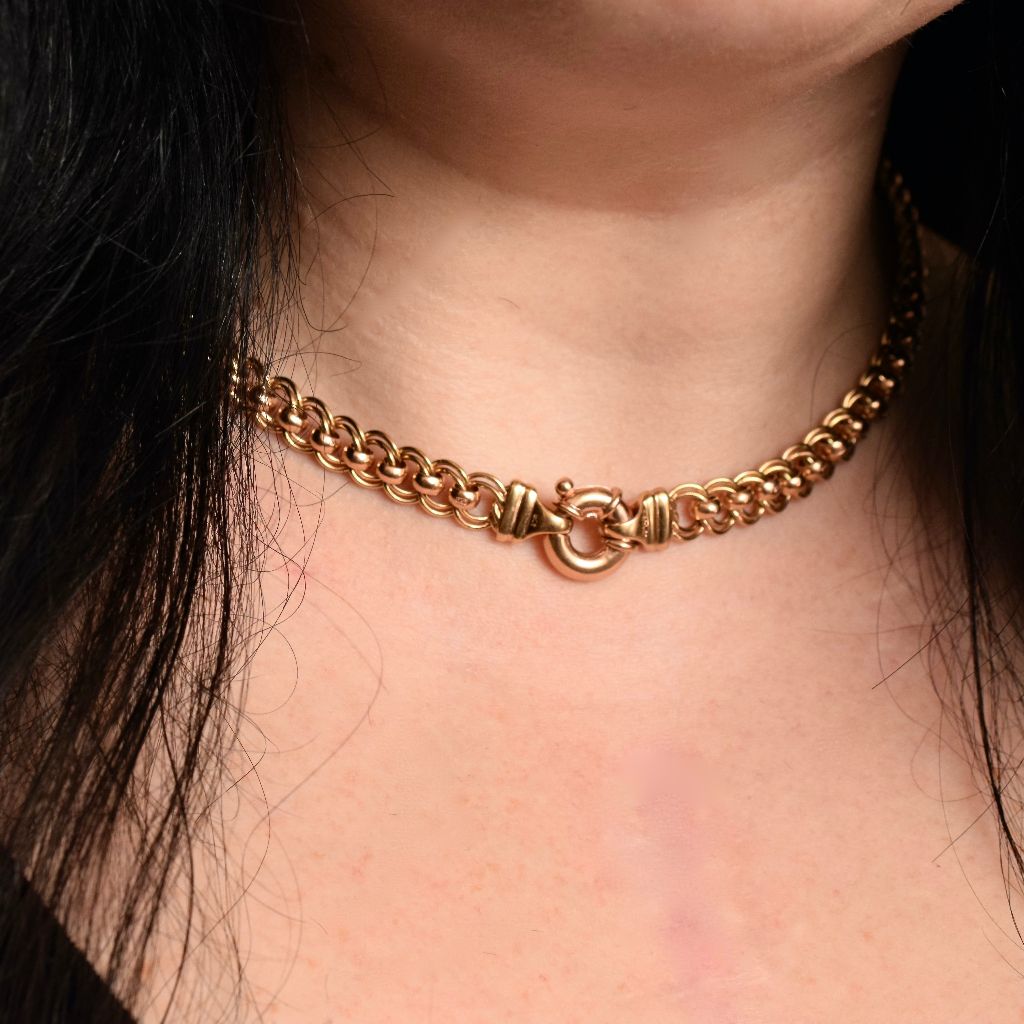 Modern 9ct Rose And Yellow Gold ‘Rollo’ Necklace