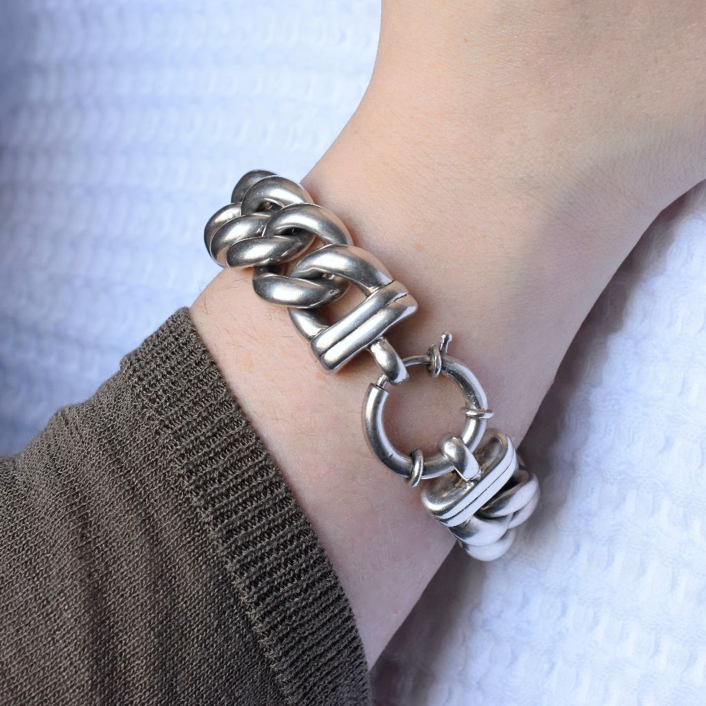 Vintage Heavy Sterling Silver Curblink Bracelet