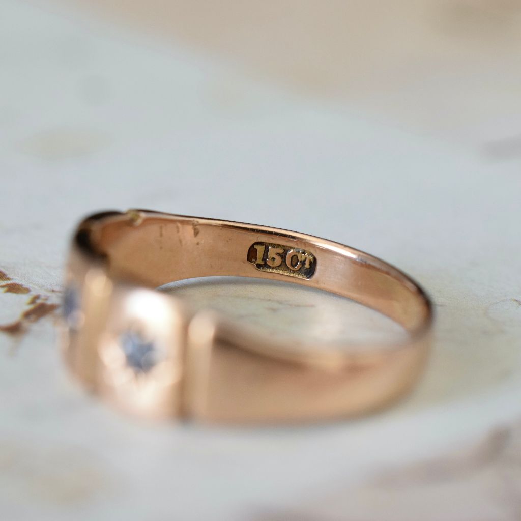 Antique Australian 15ct Rose Gold Sapphire Gypsy Ring