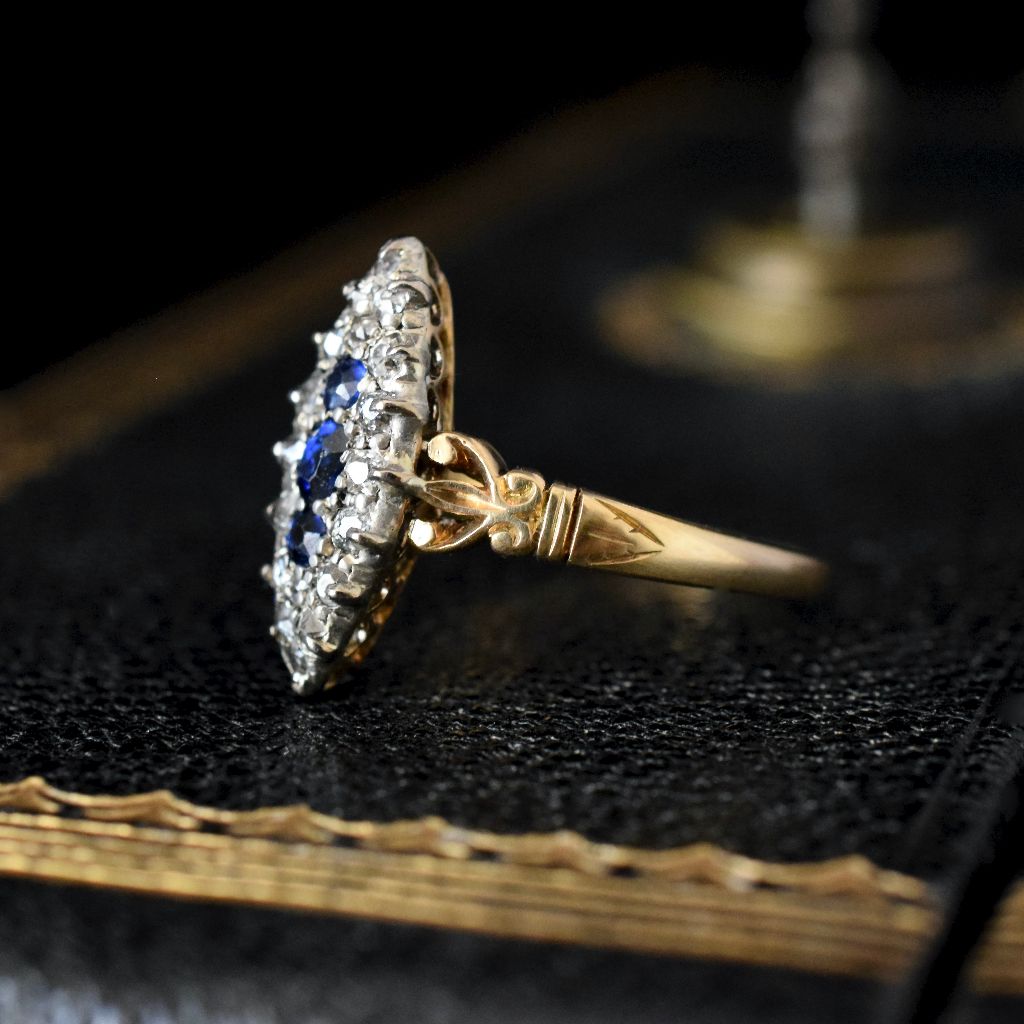 Antique Victorian 18ct Yellow Gold Sapphire And Diamond Ring