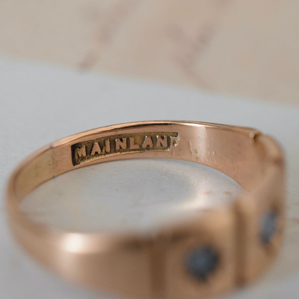 Antique Australian 15ct Rose Gold Sapphire Gypsy Ring