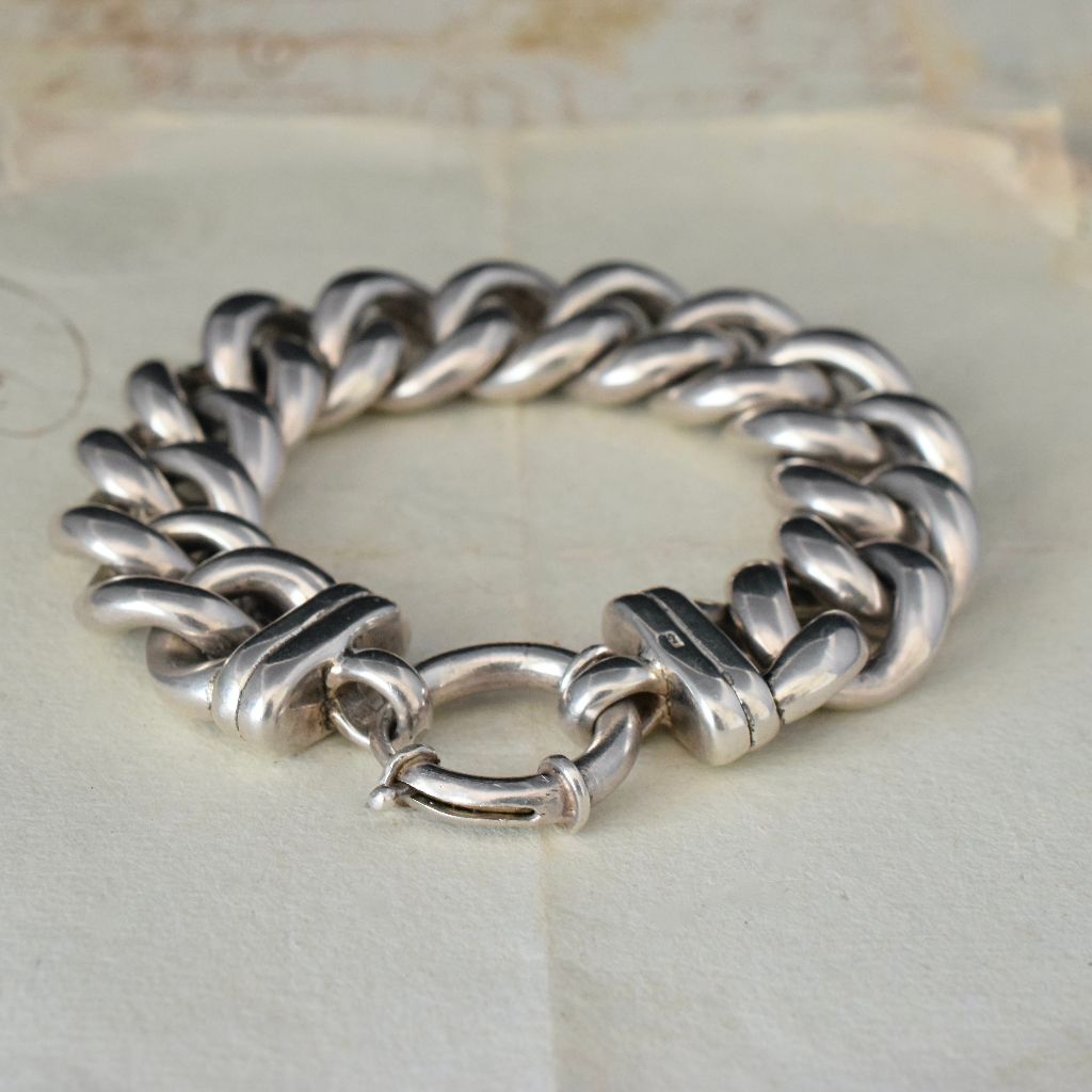 Vintage Heavy Sterling Silver Curblink Bracelet