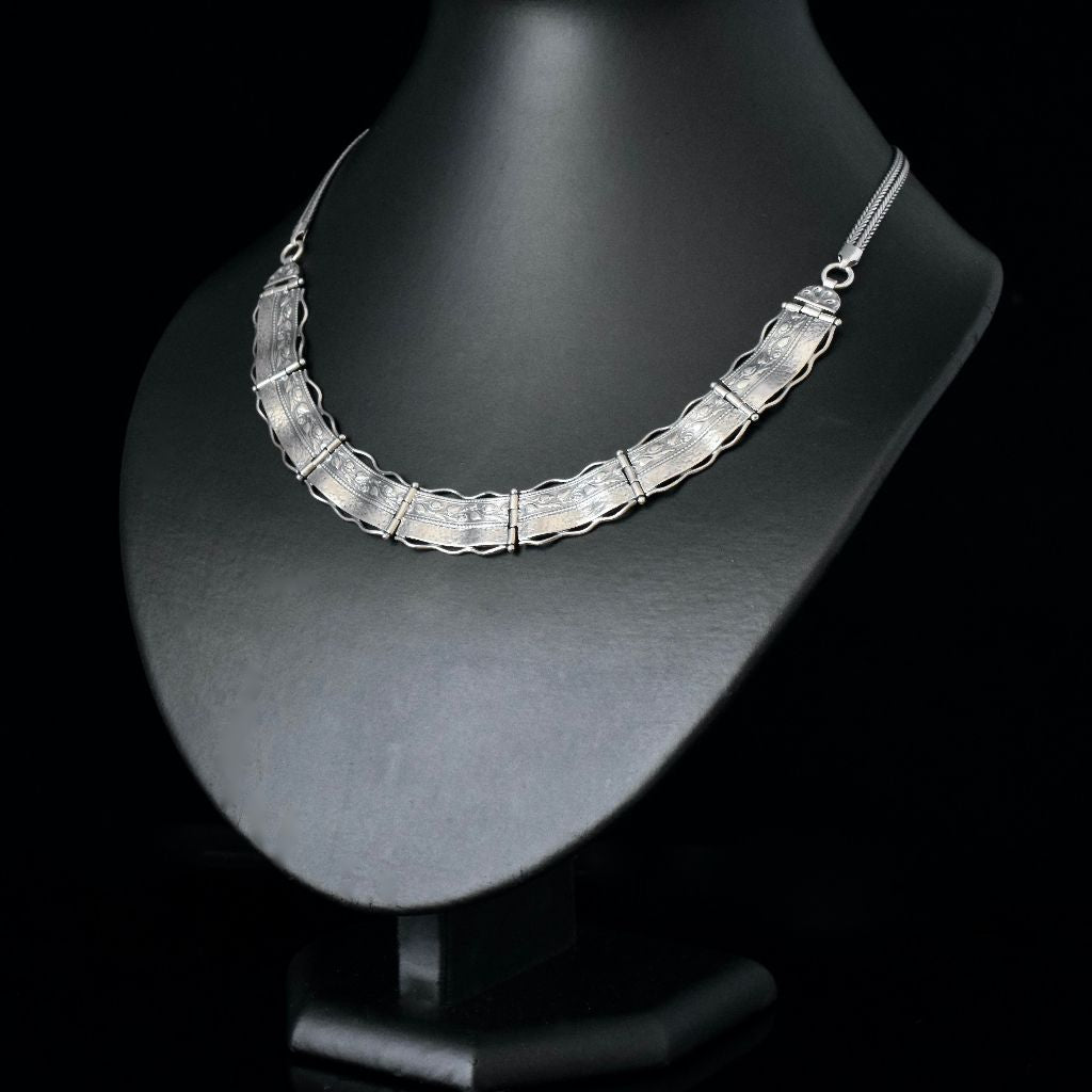Vintage Sterling Silver Collar Style Necklace Made In Israel