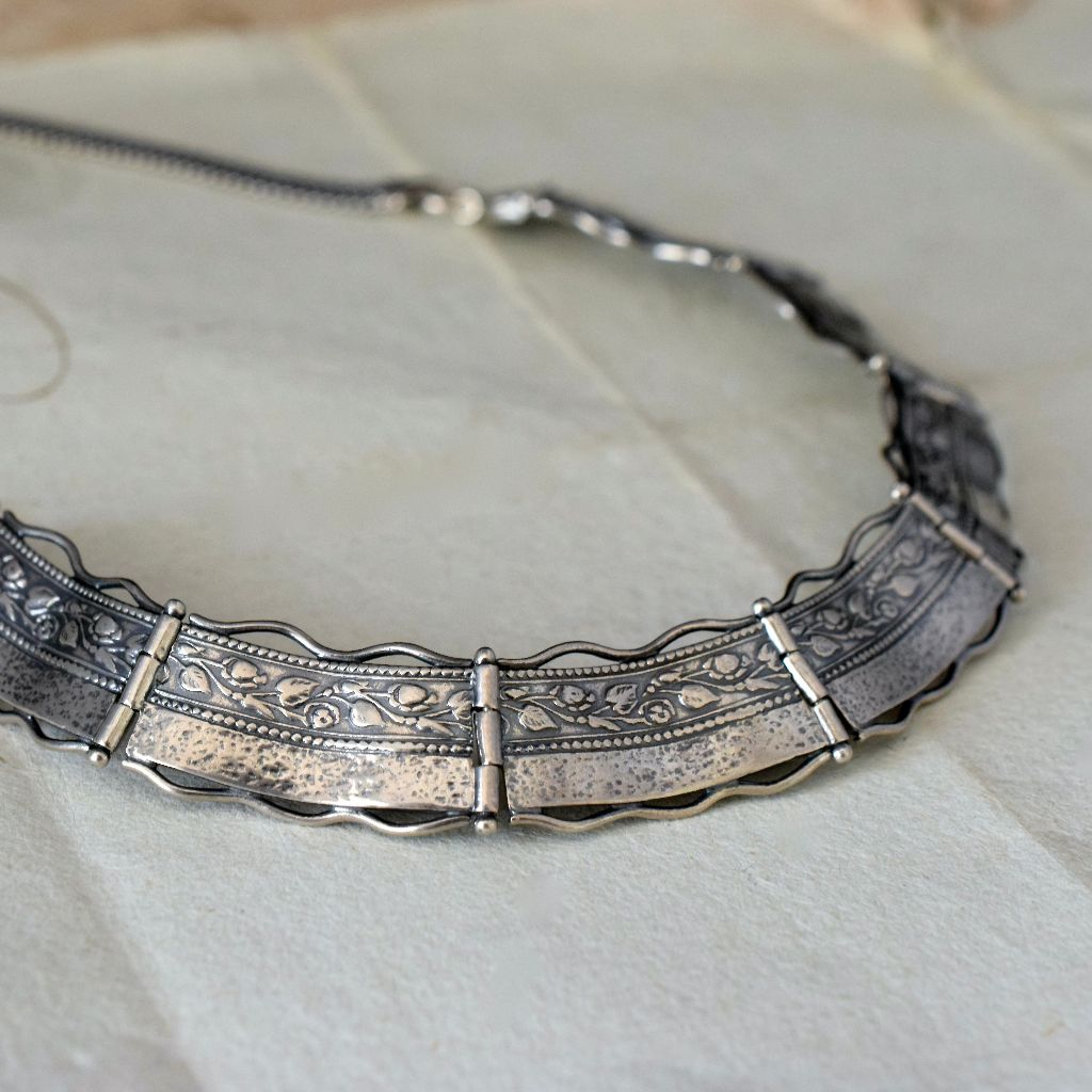 Vintage Sterling Silver Collar Style Necklace Made In Israel