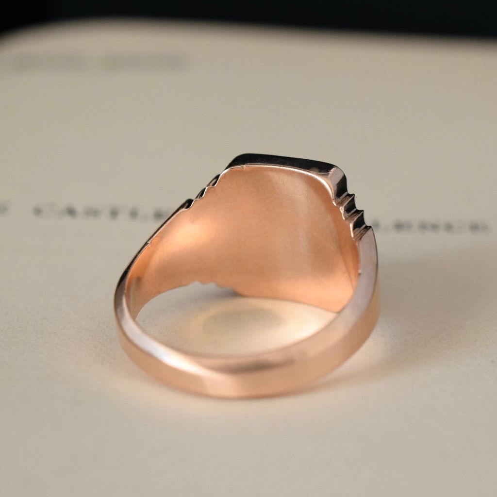 Antique Australian Edwardian 9ct Rose Gold Masonic Ring By ‘Dunklings’ 1912
