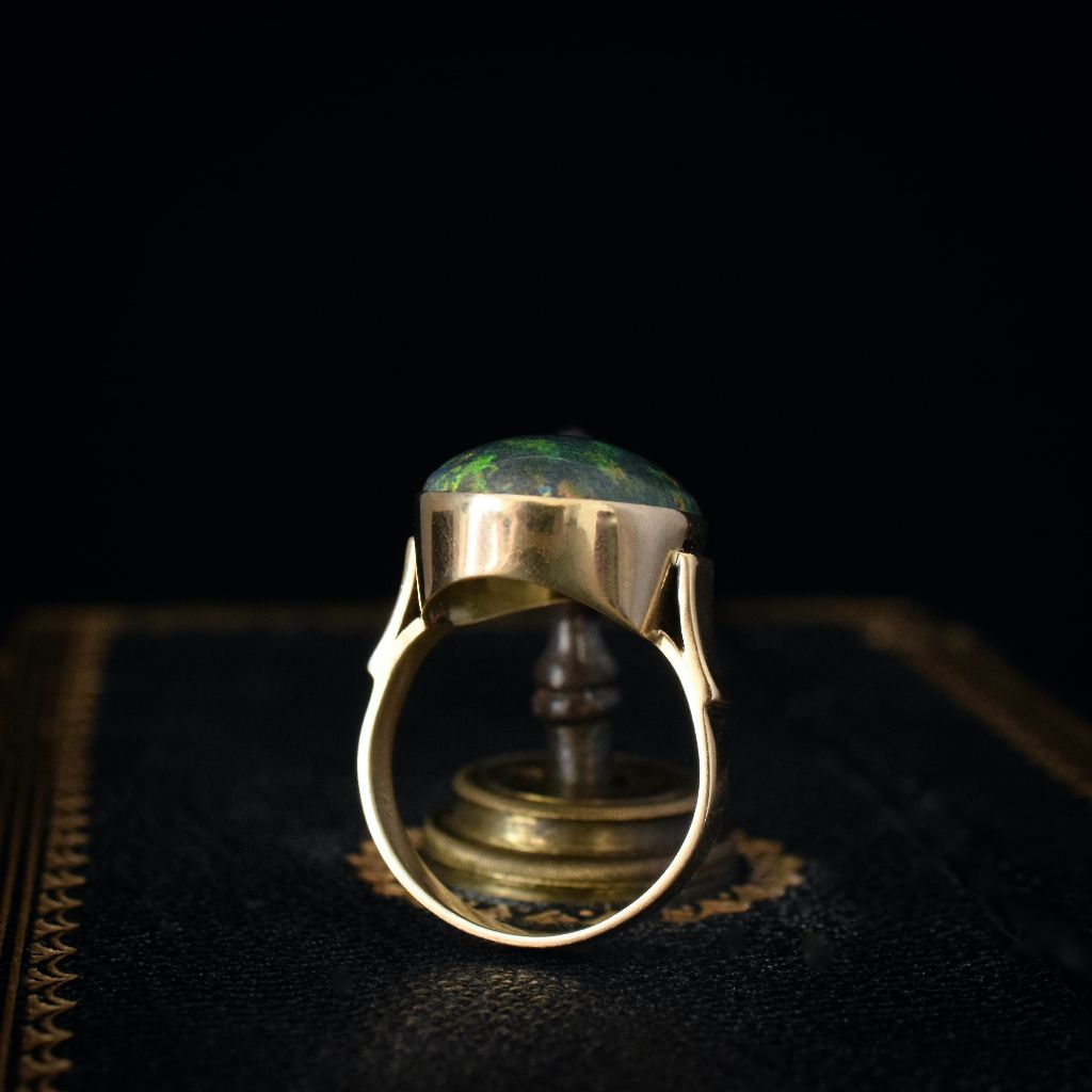 Vintage-Modern 9ct Yellow Gold Treated Matrix Opal Ring (Independent Valuation Included with Purchase $5000)