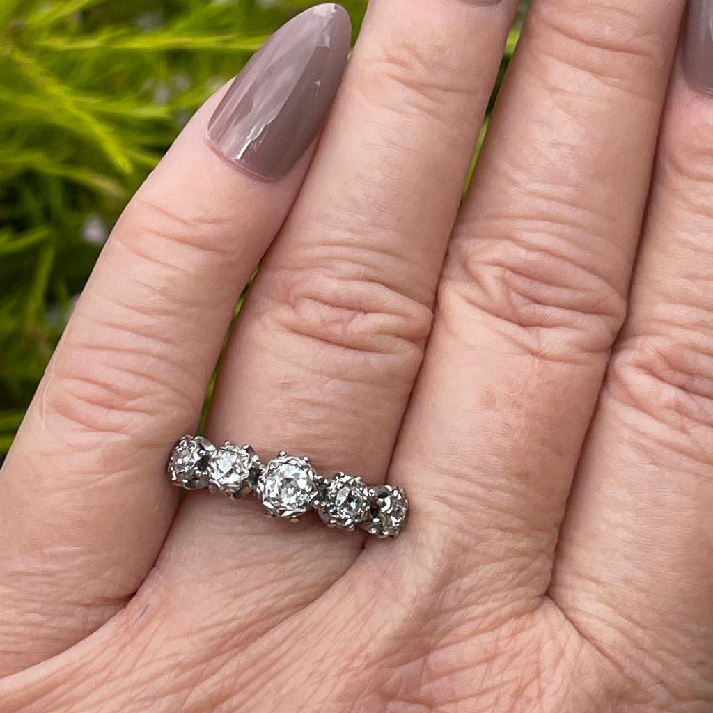 Antique/Vintage 18ct Yellow Gold And Palladium Diamond Half Hoop Ring Independent Valuation Included In Purchase For $3600 AUD