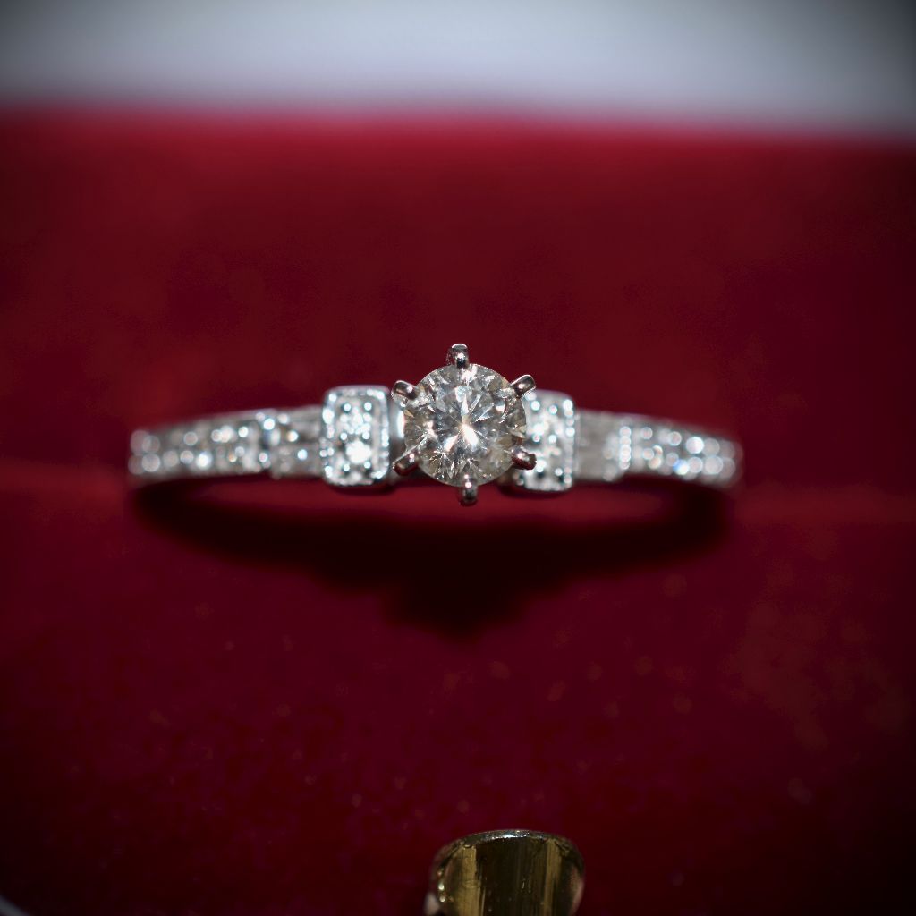 Modern 18ct White Gold Diamond Engagement Ring