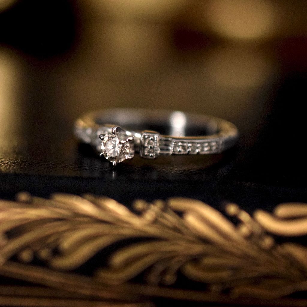 Modern 18ct White Gold Diamond Engagement Ring