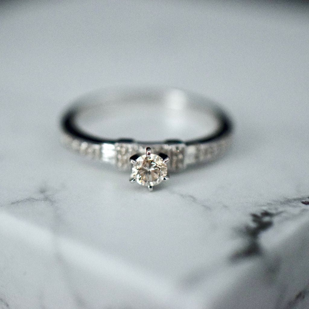 Modern 18ct White Gold Diamond Engagement Ring