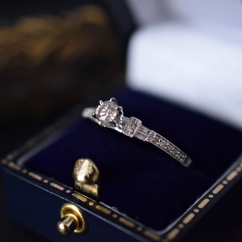 Modern 18ct White Gold Diamond Engagement Ring