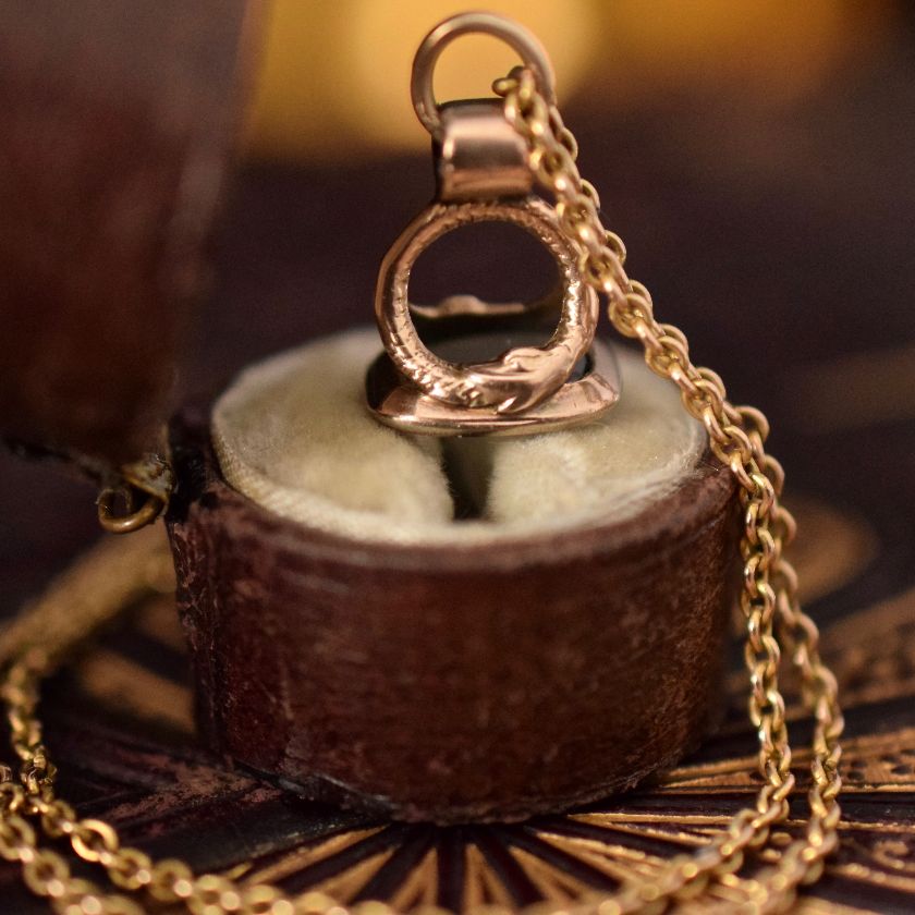 Georgian / Early Victorian Miniature 9ct Gold ‘Ouroboros’ Seal Pendant / Charm Circa 1830
