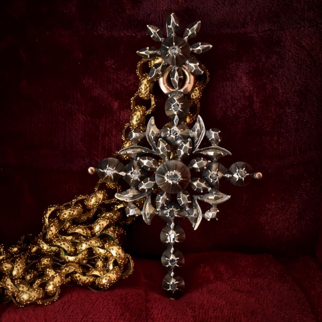 Antique Early Victorian Belgian ‘Flemish’ Diamond Cross Circa 1850