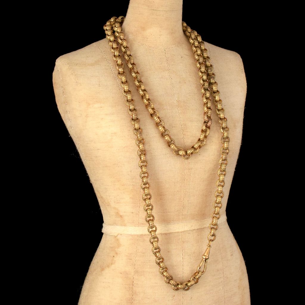 Georgian /Early Victorian Gold Gilt Pinchbeck Long Chain Circa 1800