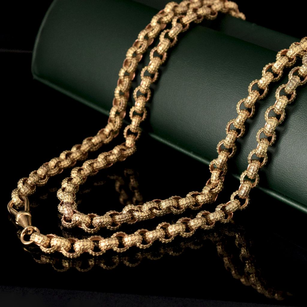 Georgian /Early Victorian Gold Gilt Pinchbeck Long Chain Circa 1800