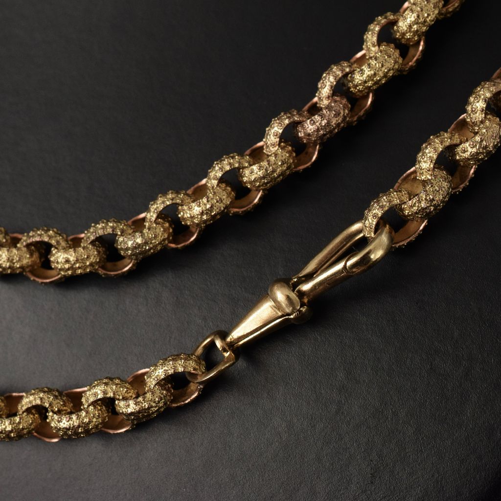Georgian /Early Victorian Gold Gilt Pinchbeck Long Chain Circa 1800