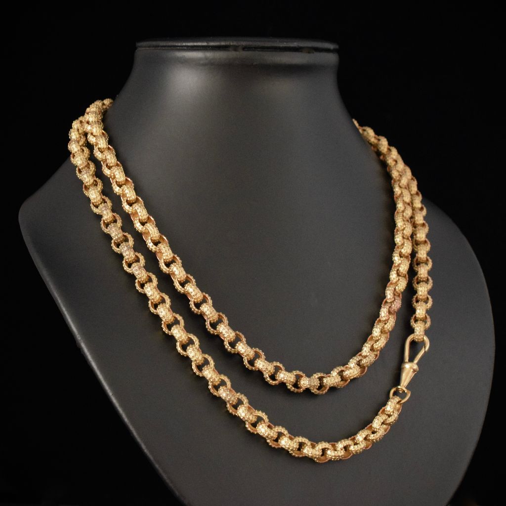 Georgian /Early Victorian Gold Gilt Pinchbeck Long Chain Circa 1800