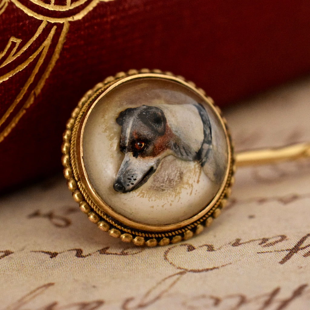 Victorian Essex Crystal Reverse Painted Intaglio 16ct Gold Circa 1875