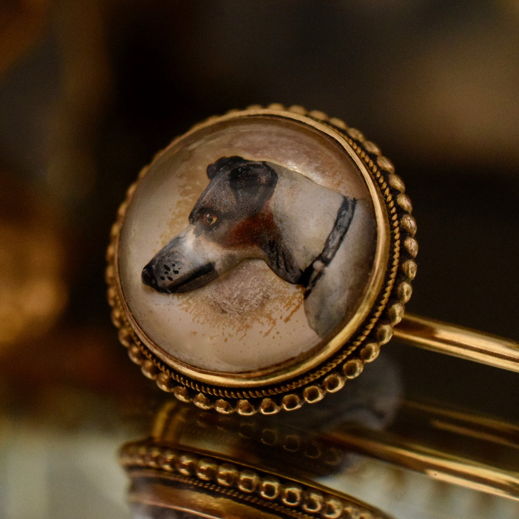 Victorian Essex Crystal Reverse Painted Intaglio 16ct Gold Circa 1875