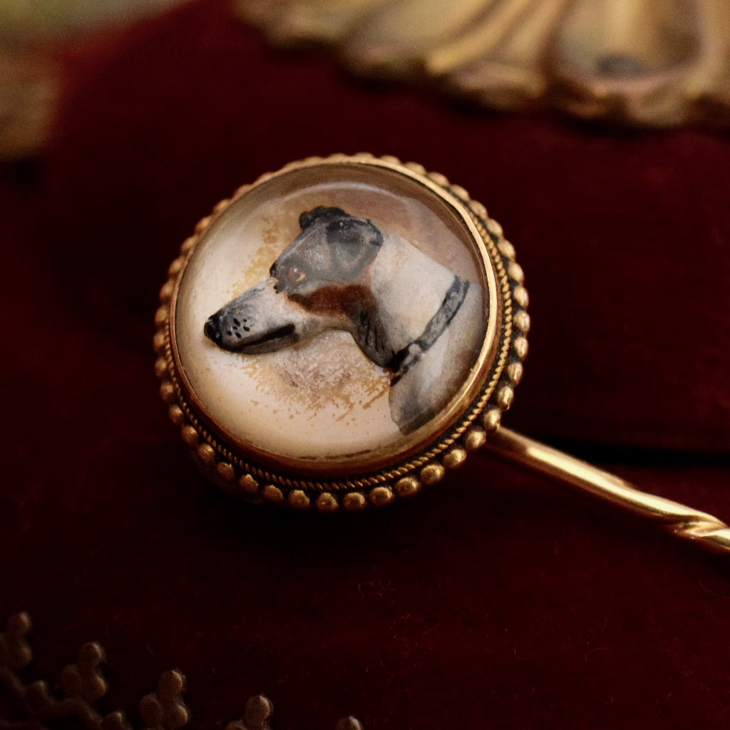 Victorian Essex Crystal Reverse Painted Intaglio 16ct Gold Circa 1875